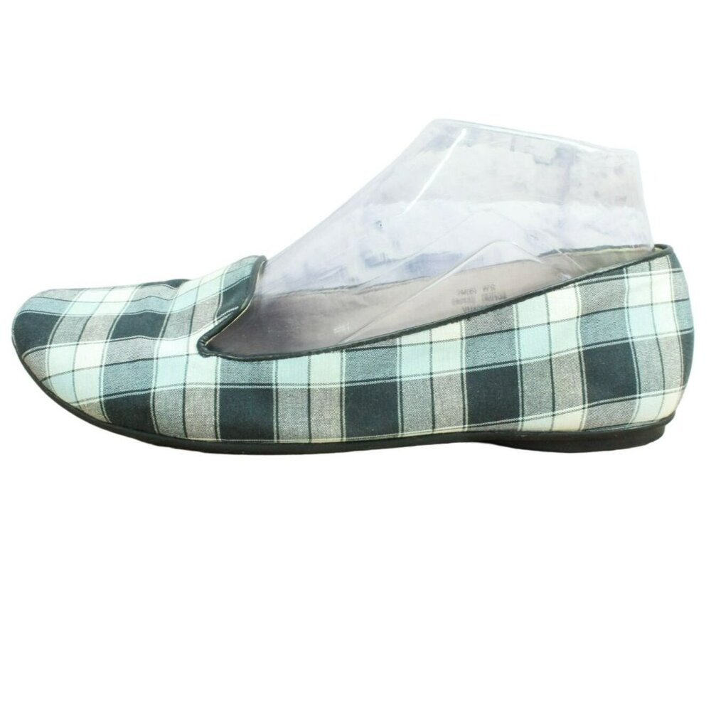 Ll Bean Indispensable Multicolor Plaid Canvas Ballet Flat Shoes Size 7 M